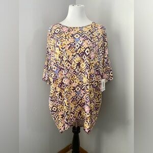 LuLaRoe Irma Tunic Style Top NWT Purple Cream Multicolor Abstract